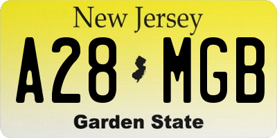 NJ license plate A28MGB