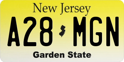 NJ license plate A28MGN