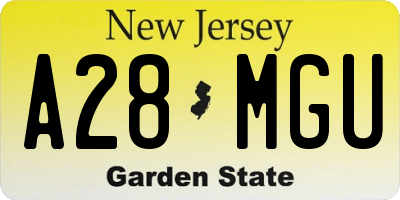 NJ license plate A28MGU