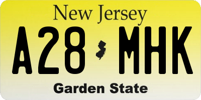 NJ license plate A28MHK