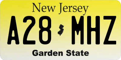 NJ license plate A28MHZ