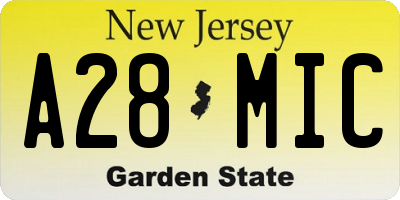 NJ license plate A28MIC