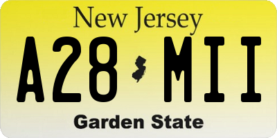 NJ license plate A28MII