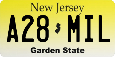NJ license plate A28MIL
