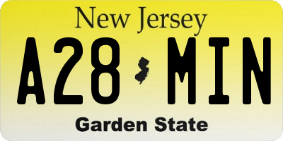 NJ license plate A28MIN