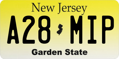 NJ license plate A28MIP