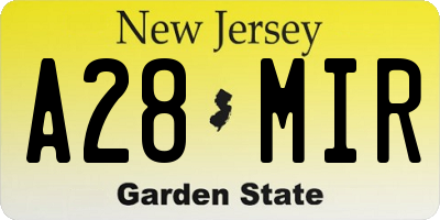 NJ license plate A28MIR