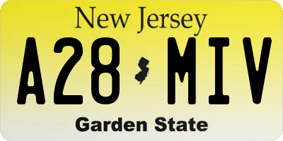 NJ license plate A28MIV