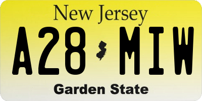 NJ license plate A28MIW