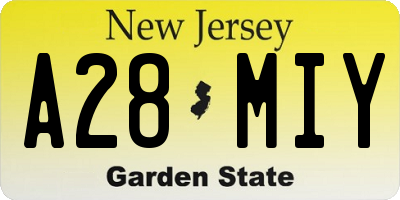 NJ license plate A28MIY