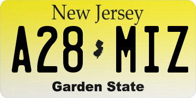NJ license plate A28MIZ