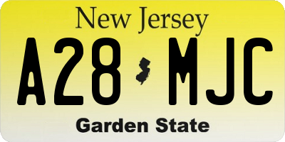 NJ license plate A28MJC