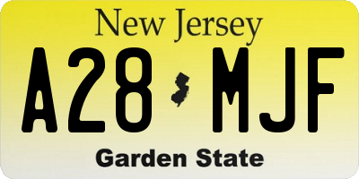 NJ license plate A28MJF