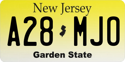 NJ license plate A28MJO