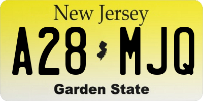 NJ license plate A28MJQ
