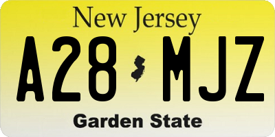 NJ license plate A28MJZ