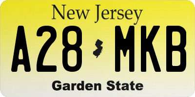NJ license plate A28MKB