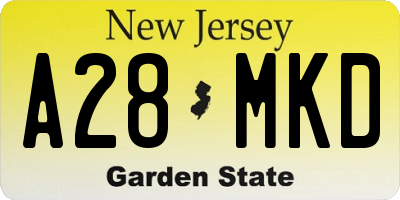 NJ license plate A28MKD
