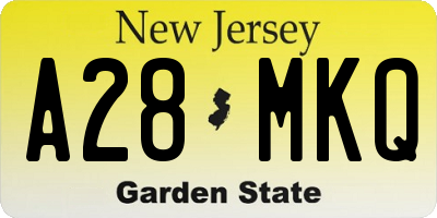 NJ license plate A28MKQ