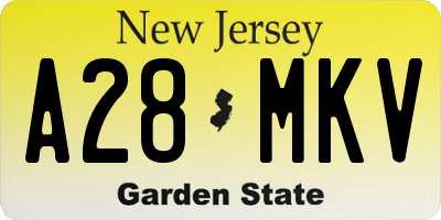 NJ license plate A28MKV