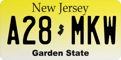 NJ license plate A28MKW