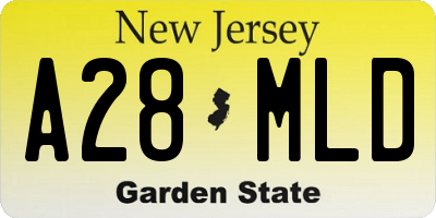 NJ license plate A28MLD