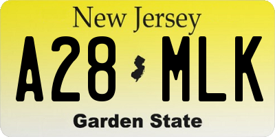 NJ license plate A28MLK