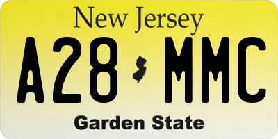 NJ license plate A28MMC