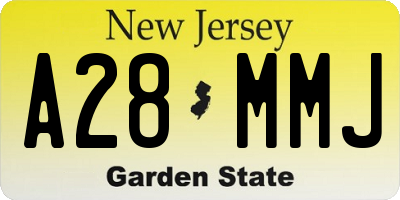 NJ license plate A28MMJ