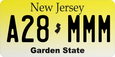 NJ license plate A28MMM