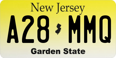 NJ license plate A28MMQ