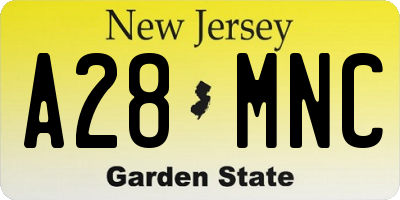 NJ license plate A28MNC