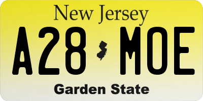 NJ license plate A28MOE
