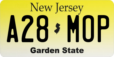NJ license plate A28MOP