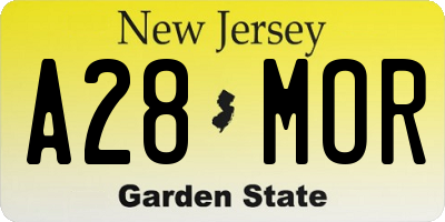 NJ license plate A28MOR