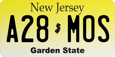 NJ license plate A28MOS