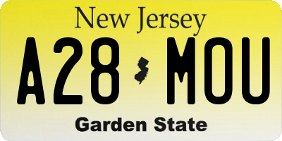 NJ license plate A28MOU