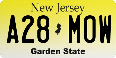 NJ license plate A28MOW