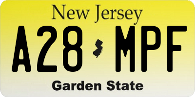 NJ license plate A28MPF