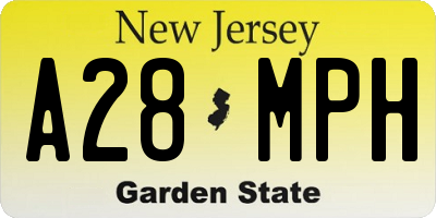 NJ license plate A28MPH