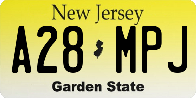 NJ license plate A28MPJ