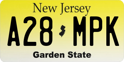 NJ license plate A28MPK