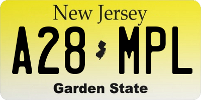 NJ license plate A28MPL