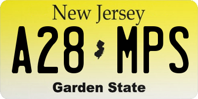 NJ license plate A28MPS