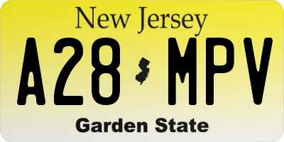 NJ license plate A28MPV