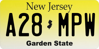 NJ license plate A28MPW