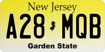 NJ license plate A28MQB