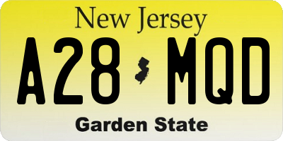 NJ license plate A28MQD