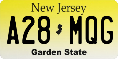 NJ license plate A28MQG