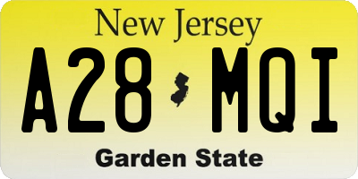 NJ license plate A28MQI